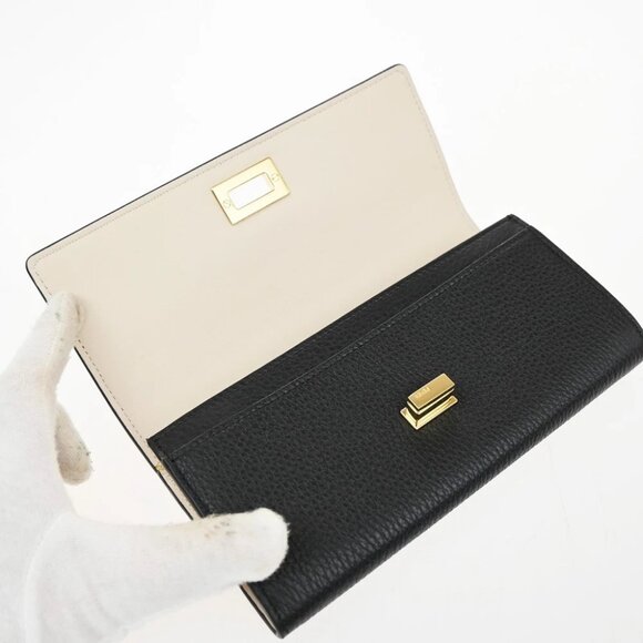 FENDI Logo Peekaboo Long Wallet Leather Black GHW Italy 83RF639 - Picture 13 of 16